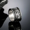 PENDRA Wolf Crow Rune Ring