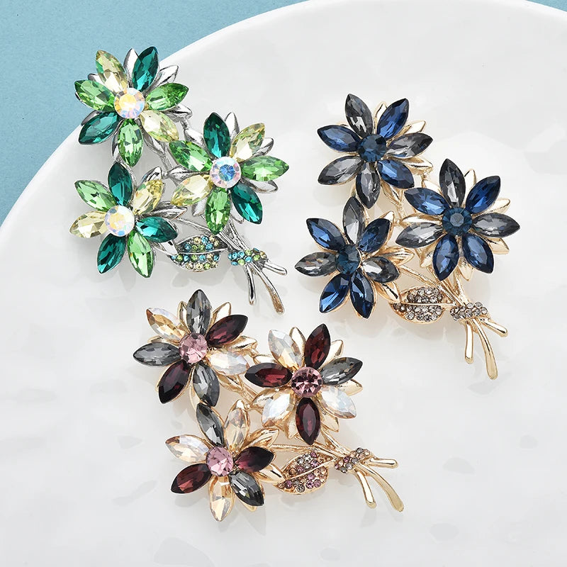 PENDRA Crystwreath Crystal Flower Wreath Brooch