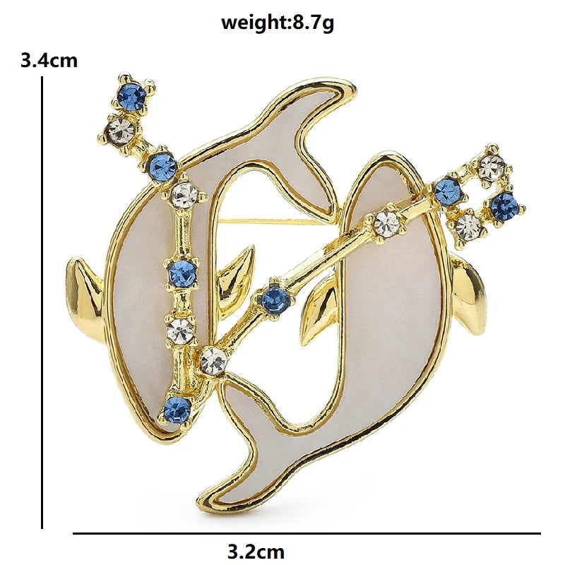 PENDRA Oceanic Crystal Dolphin Brooch