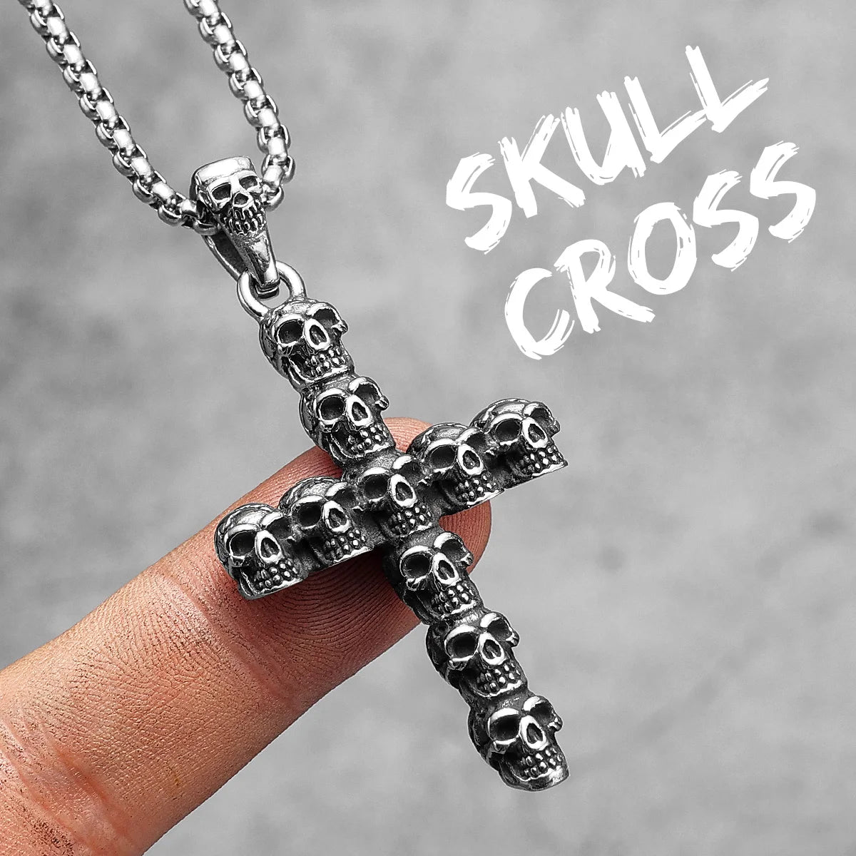 Gothic Skull Cross Amulet Stainless Steel Men Women Necklaces Pendants Chain Punk Trendy  Jewelry Creativity Gift Wholesale