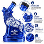 Blue Wolf Glass Decanter Animal Shaped Whiskey Liquor Bottle Creative Spirits Container Home Bar Decor Collectible Gift