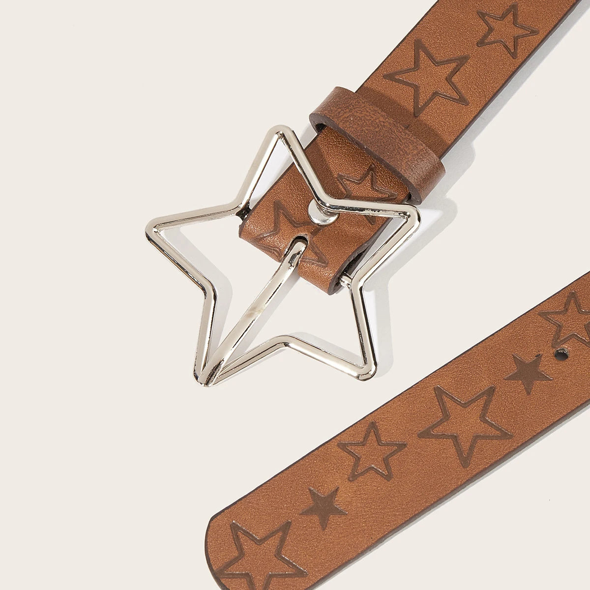Hip-hop Retro Ladies Belt Gothic Punk Five-pointed Star Buckle Pu Leather Girdle Rock Y2k Popular Red Gothic Jeans Waistband