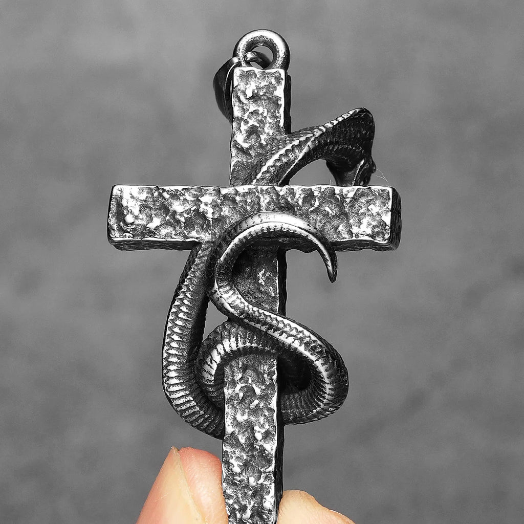PENDRA Cobra Cross Snake Steel Necklace