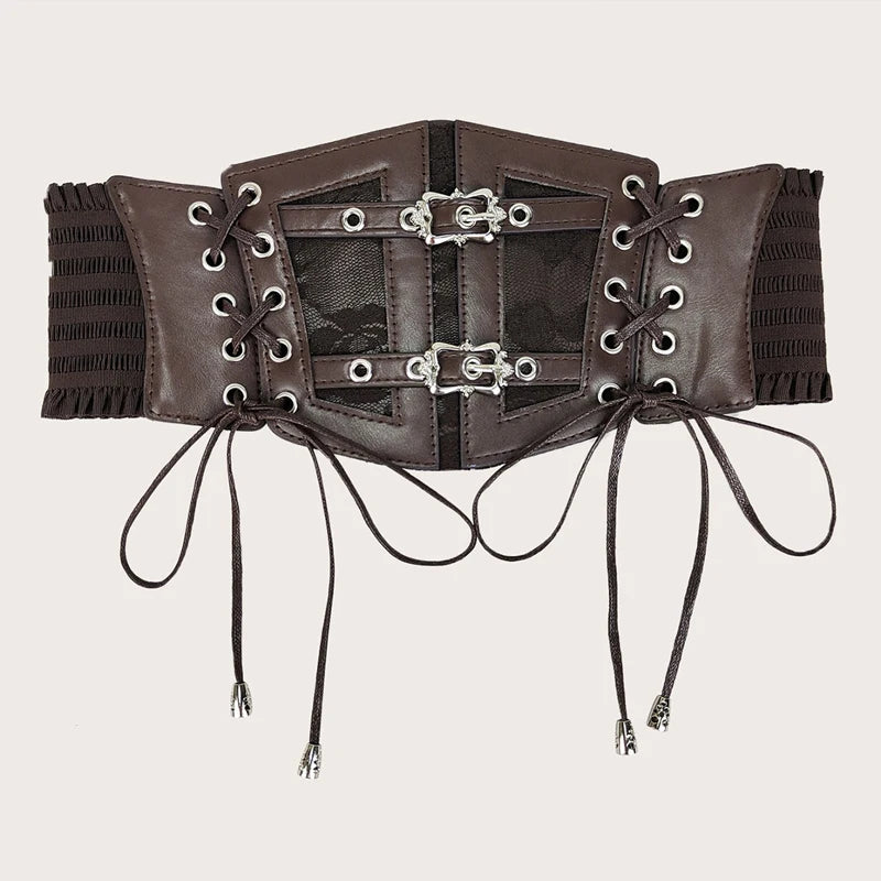 PENDRA Velayne Leather Black Chain Punk Corset Belt
