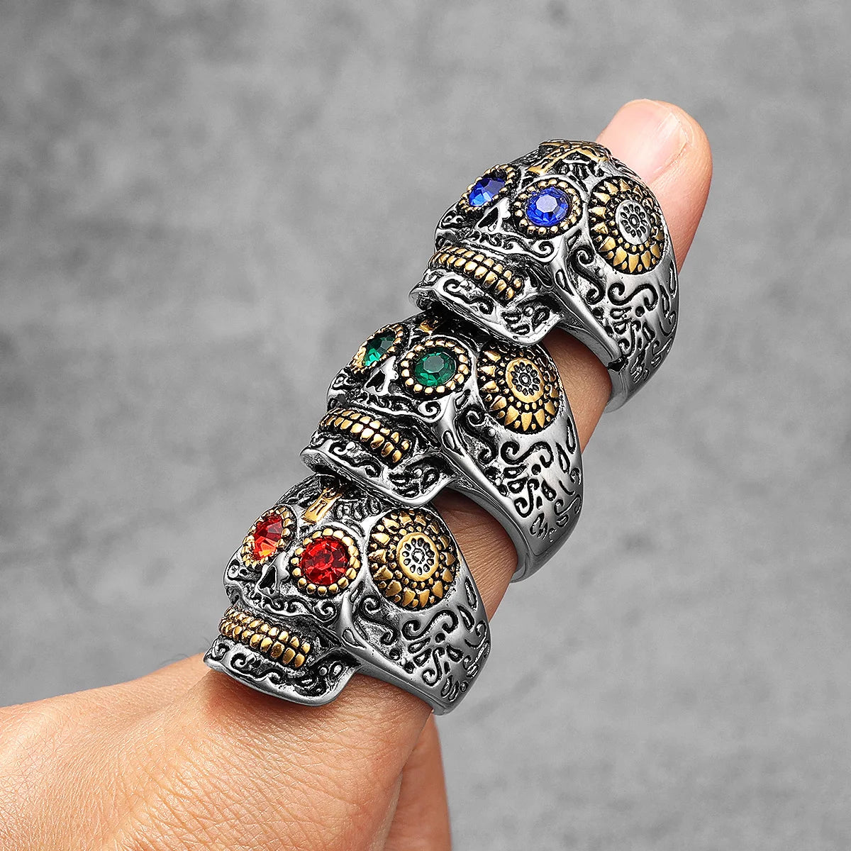 316L Stainless Steel Skull Gothic Religious Cross Man Men Rings Punk Rock Gothic For Biker Male Boy Jewelry Accessories Gift