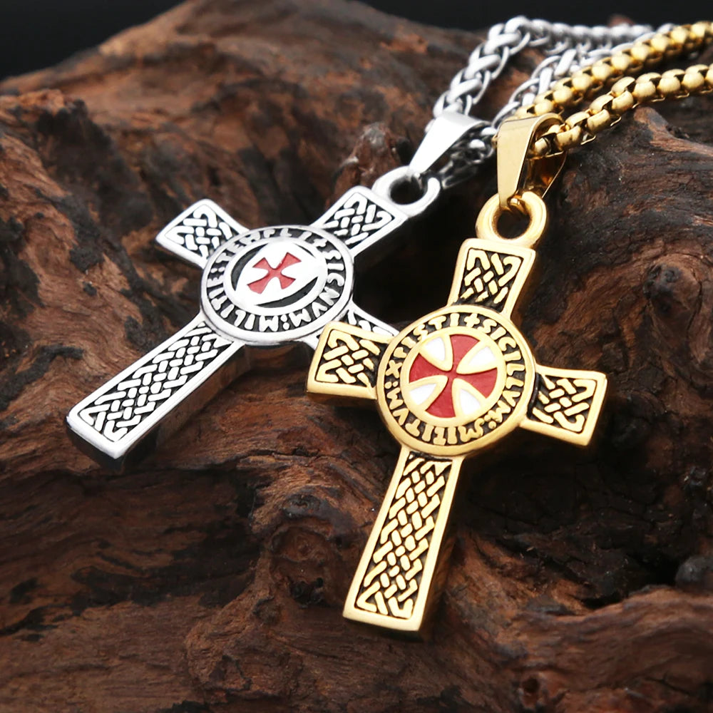 PENDRA Redcross Punk Shield Pendant Necklace