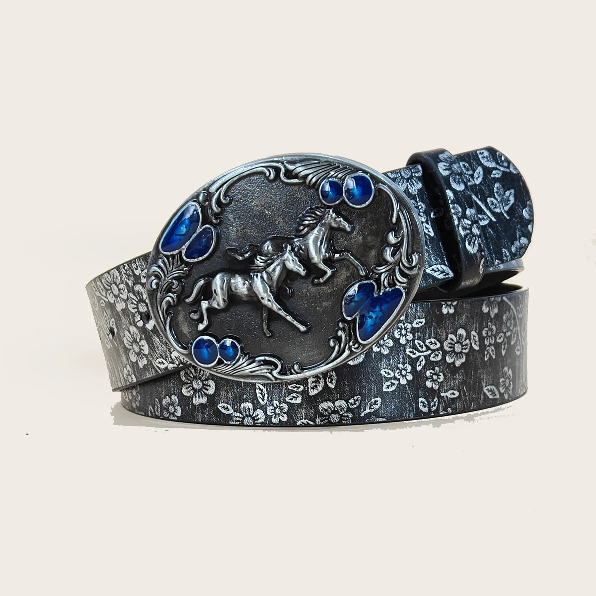 New Flora Pattern Men and Women's PU Leather Belt Casual Plus Size Jeans Waistband Luxury Desiner Fashion turquoise Belt Punk