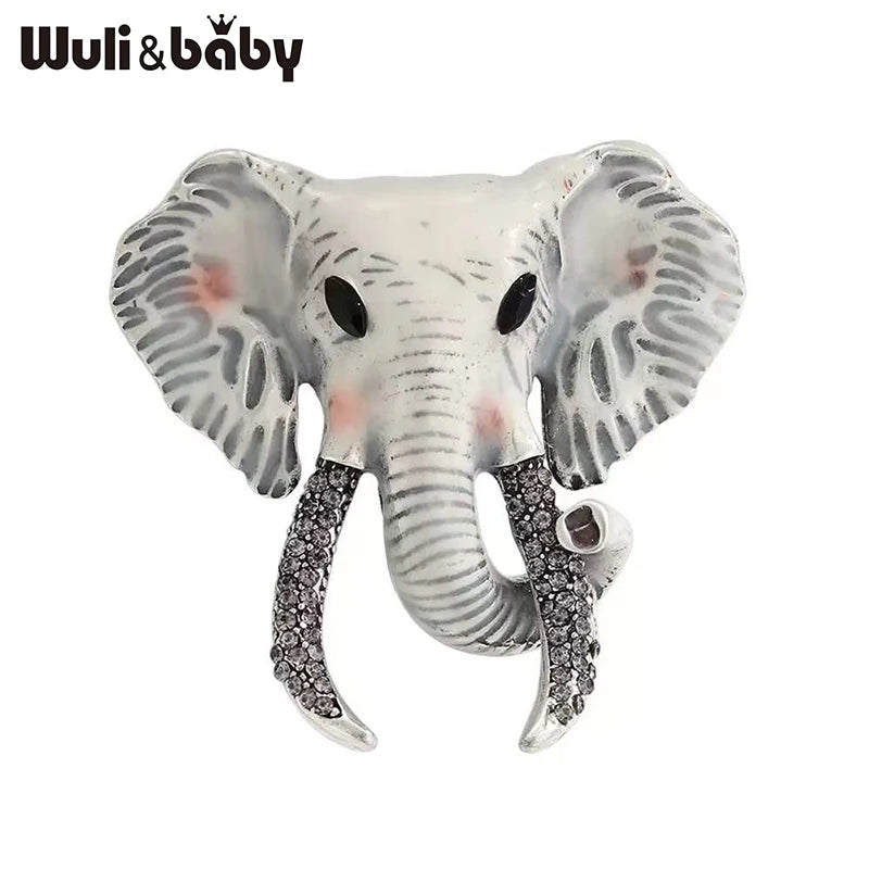 PENDRA Ivorycrest Enamel Elephant Brooch