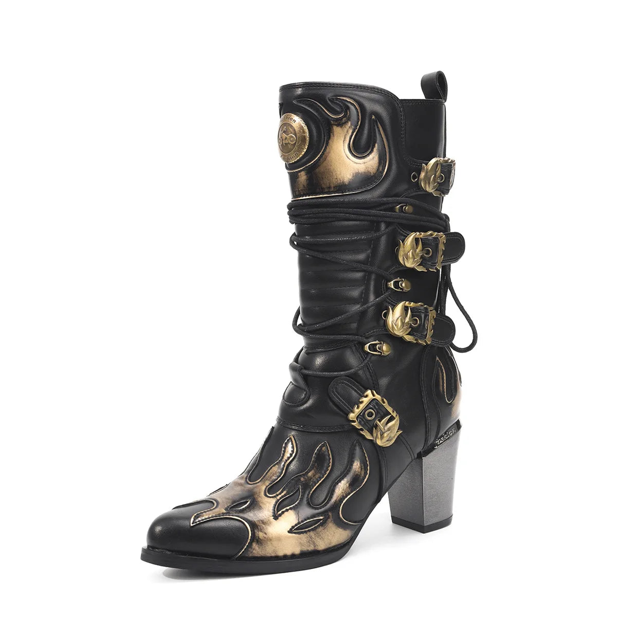 PENDRA Zipper Polish Flame Boots