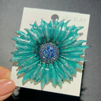 PENDRA Sunbrowna Enamel Brown Sunflower Brooch