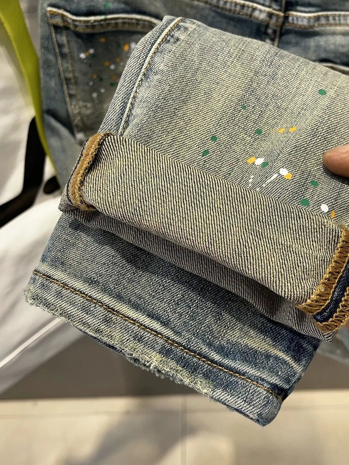 PENDRA Denim Distressed Ripped Pants