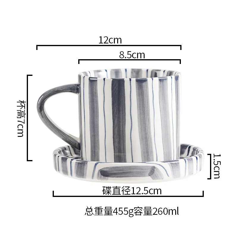 Simple ceramic coffee cup and saucer high-value coffee cup and saucer set household water  afternoon tea European and saucer ins