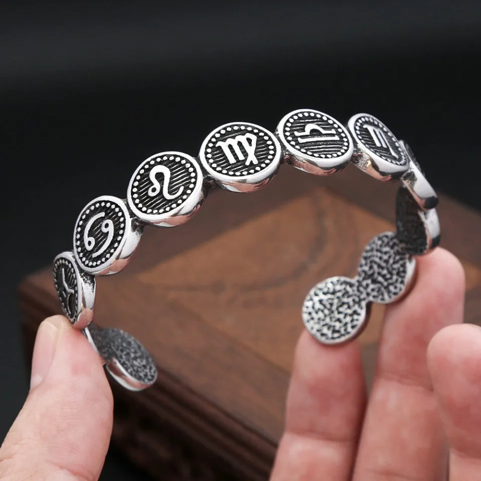 PENDRA Zodiac Twelve Stainless Steel Cuff Bracelet