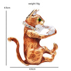 PENDRA Cleaning Paws Cat Brooch