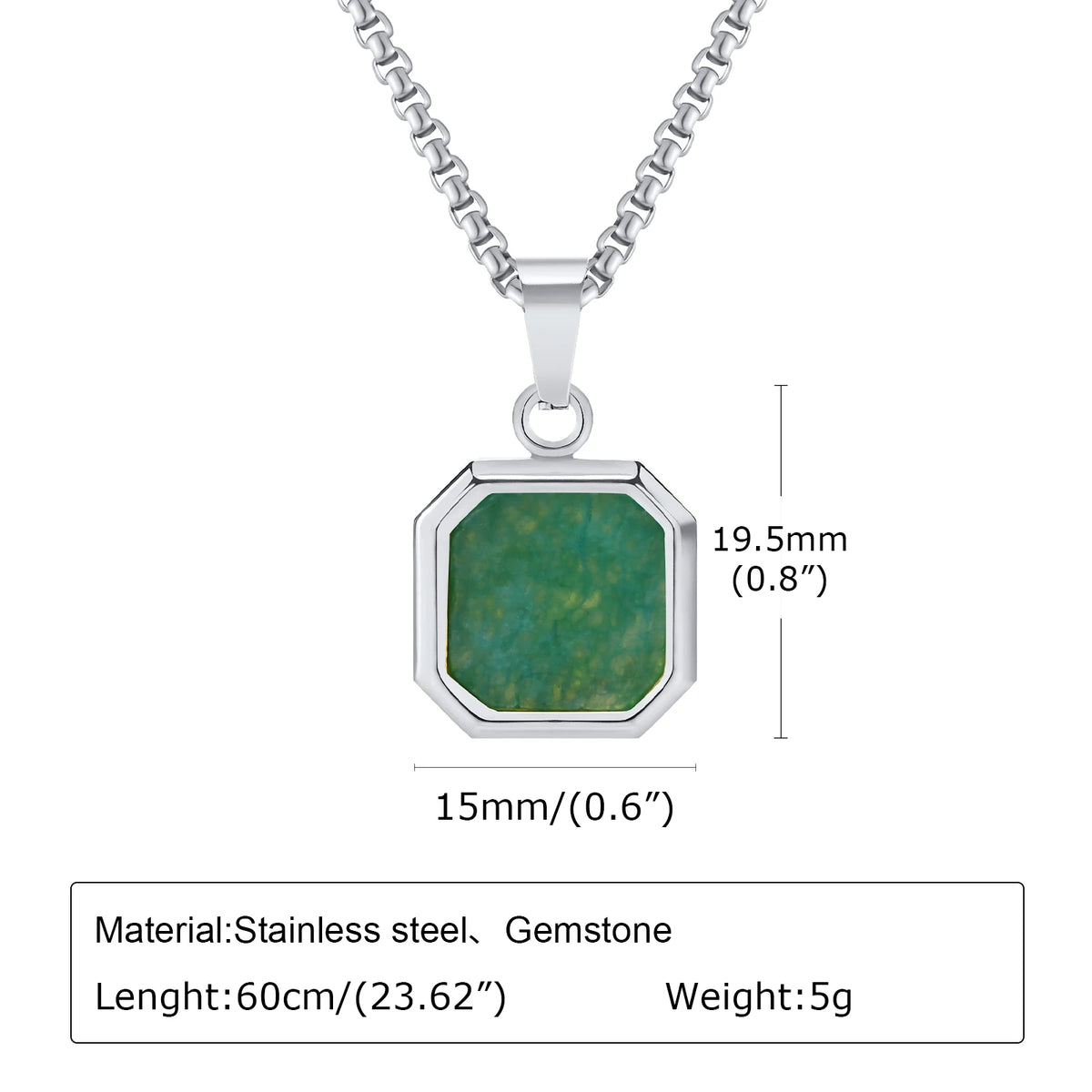 PENDRA Square Stone Natural Pendant Necklace