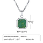 PENDRA Square Stone Natural Pendant Necklace