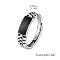Black Rectangle Ring for Men Boys,Classic Square Ring Metal Ring Chessboard Ring,Casual Gifts for Him