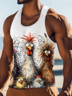 PENDRA Cartoon Chicken Printed Vacation Tank Sleeveless Beach Tank Top