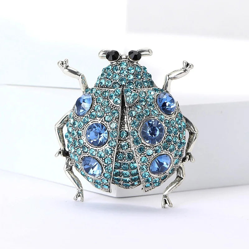 PENDRA Jewel Beetle Rhinestone Insect Brooch