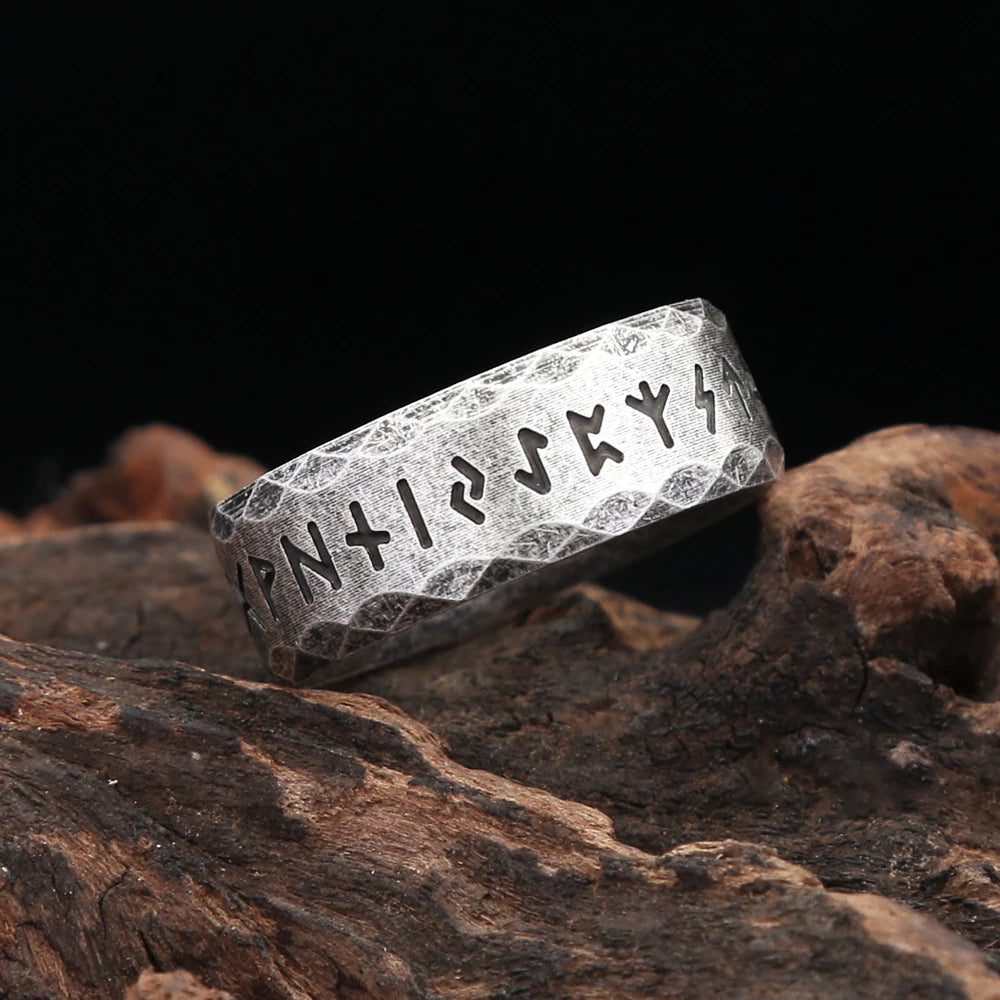 PENDRA Runering Vintage Stainless Steel Viking Rune Ring