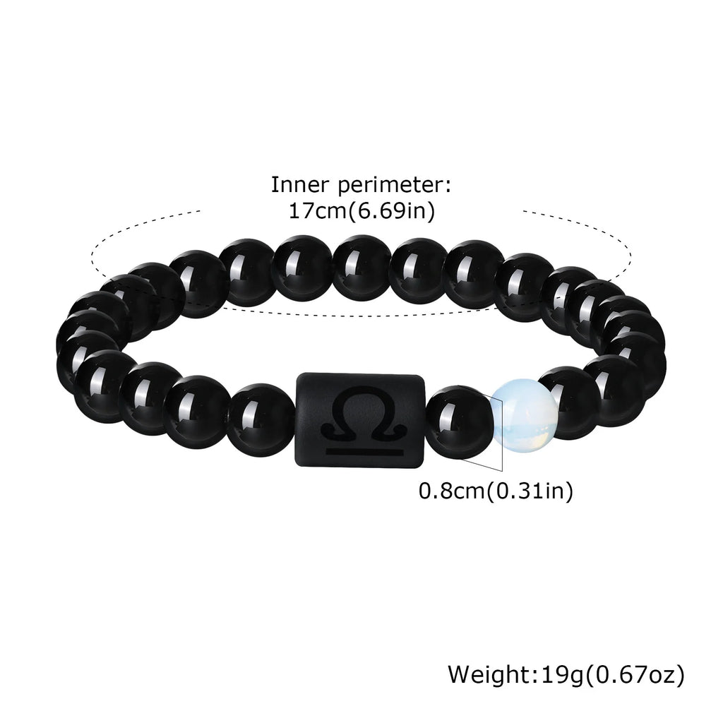Men's Zodiac Bracelet,Red Agate Black Beaded Bracelets,Casual Birthday Gifts to BBF Son