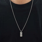 Vintage Fold Geometric Necklace for Men Boys,Stainless Steel Rectangular Pendant,Punk Jewelry Gift