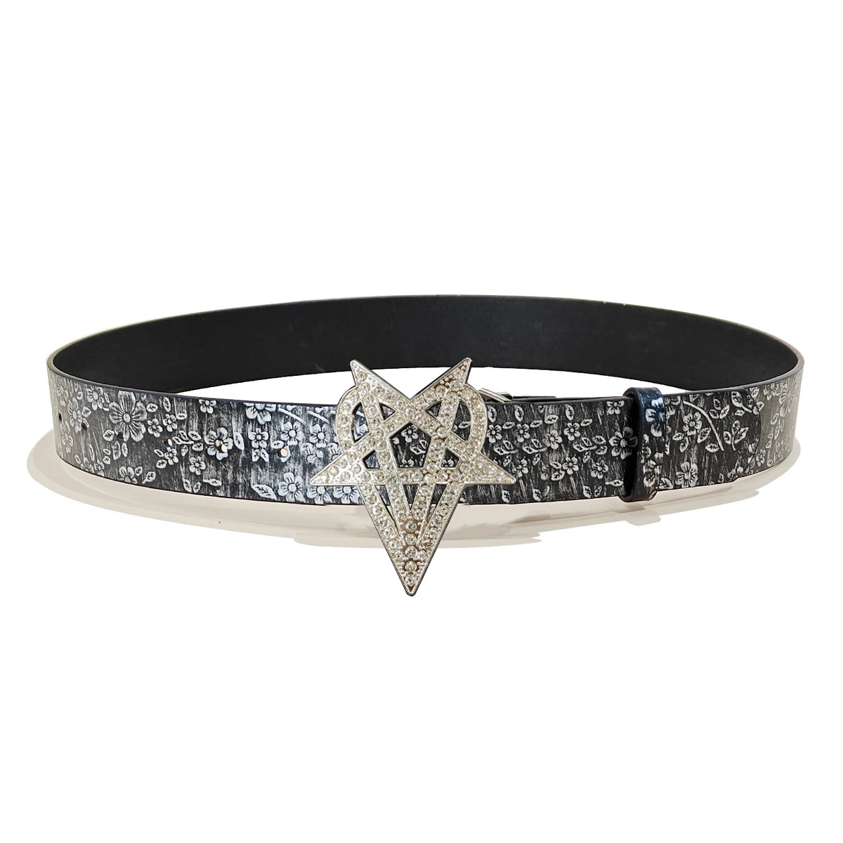 Heavy Duty Punk Belt Men Women Y2K Inlaid Rhinestone Stars Love Bright Flash Gothic Air Eye Hollowed Vintage Jeans Waistbands