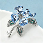 PENDRA Azure Crystal Floral Brooch