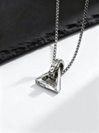 Geometric Square Circle Pendant for Men,Silver Coor Minimalist Charm Necklace, Hip Hop Jewelry Gift