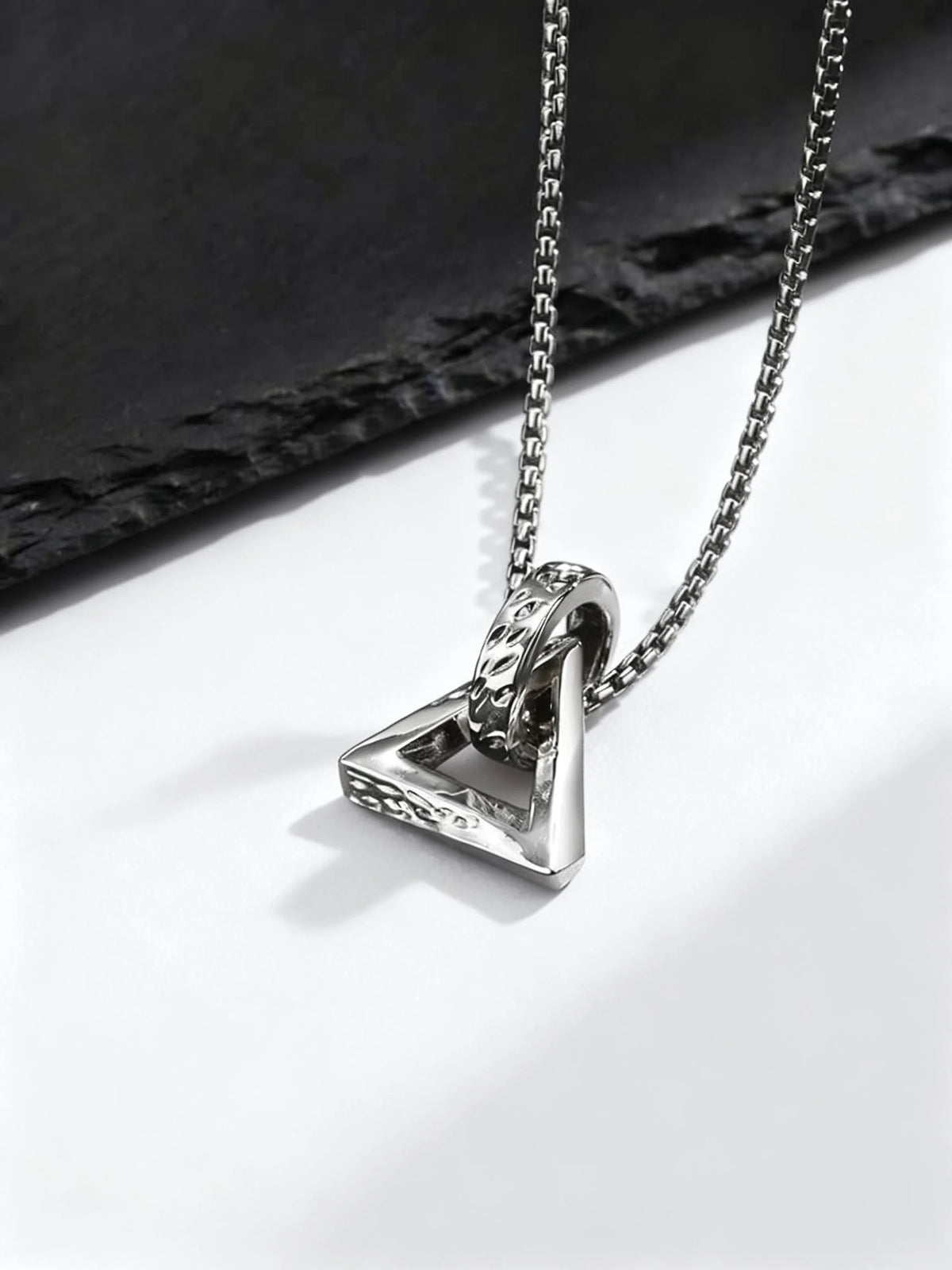 Geometric Square Circle Pendant for Men,Silver Coor Minimalist Charm Necklace, Hip Hop Jewelry Gift