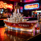 Novelty Warship Design Whiskey Decanter Crown Cap Clear Glass Liquor Bottle for Whiskey Bourbon Bar Display Decor Ornament
