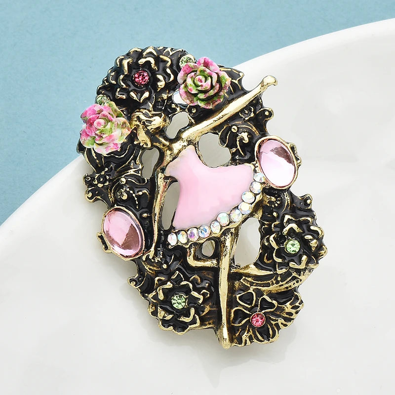PENDRA Vintage Dancing Lady Brooch