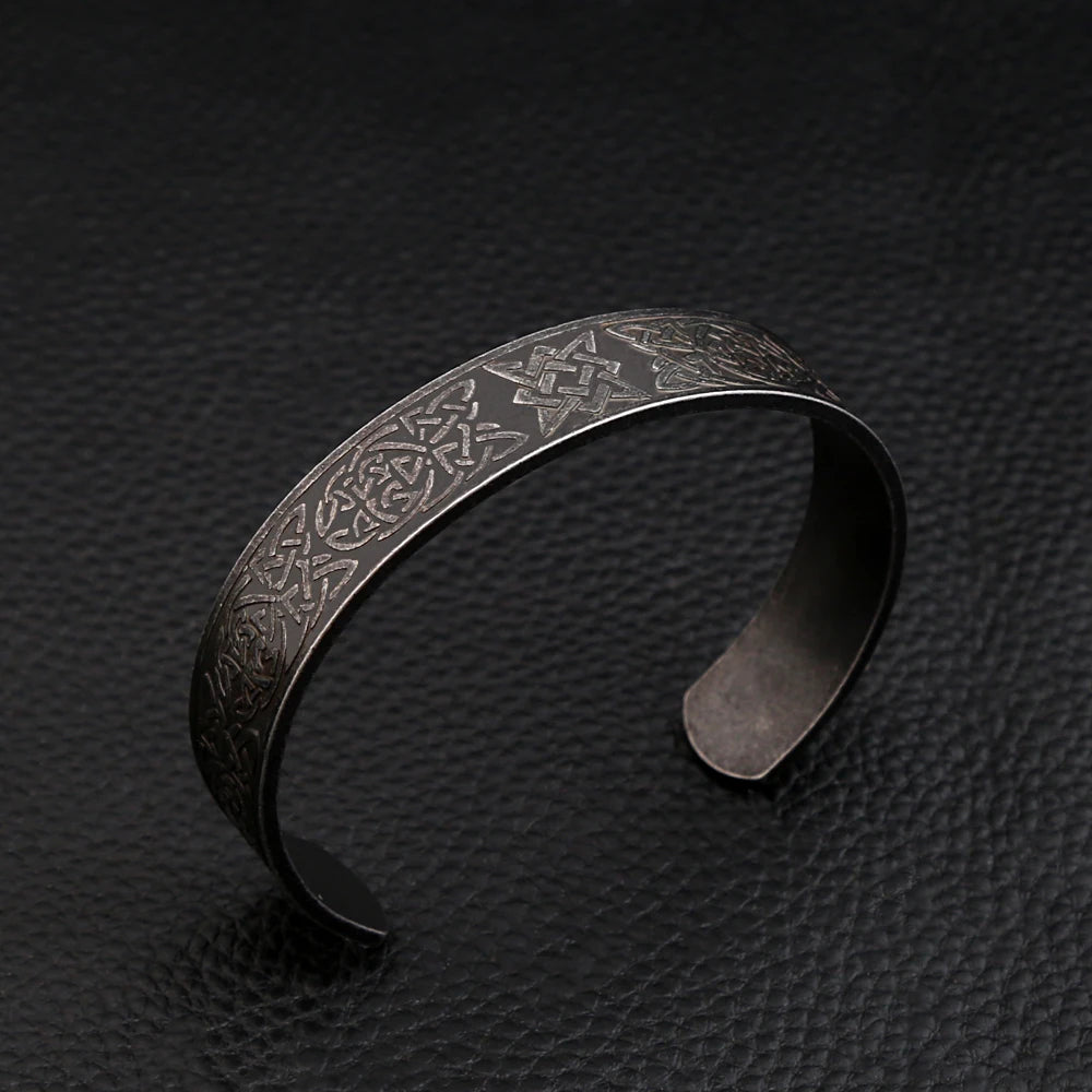 PENDRA Valknut Nordic Stainless Steel Open Cuff Bracelet