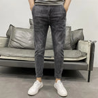 Summer Luxury Korean Style Stretch Grey Men's Slim Trousers Classic Streetwear Casual Designer Cowboy Boyfriend Jeans for Men