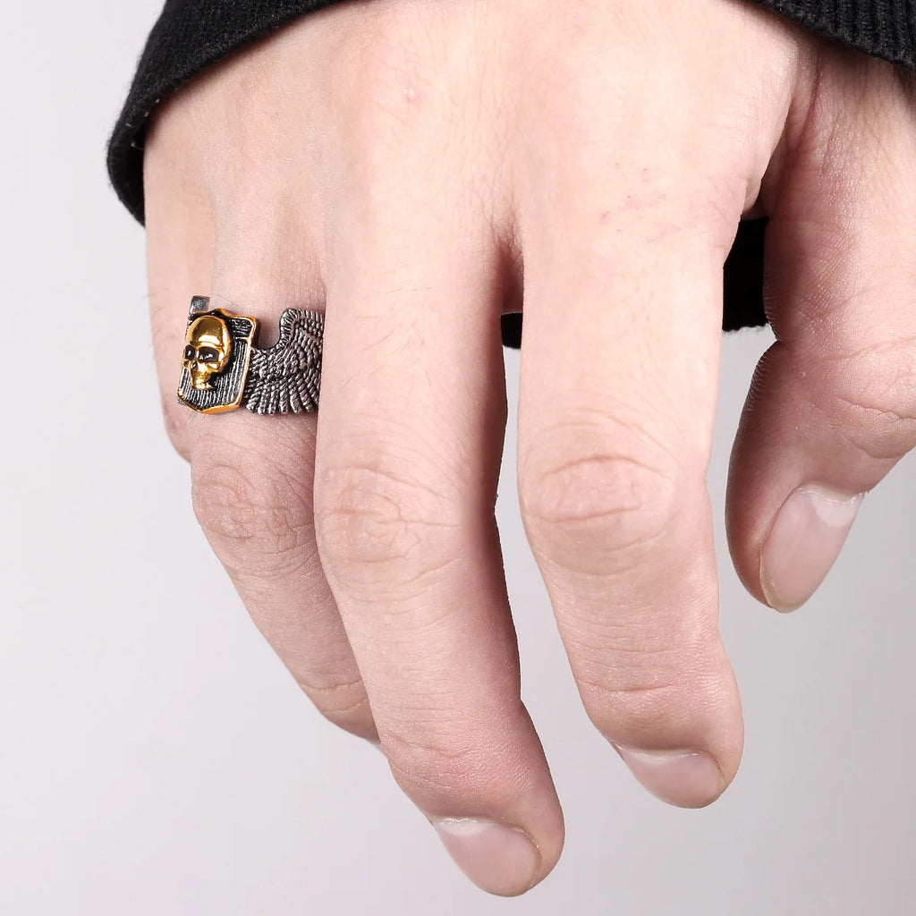 PENDRA Skull Wing Motorcycle Steel Ring