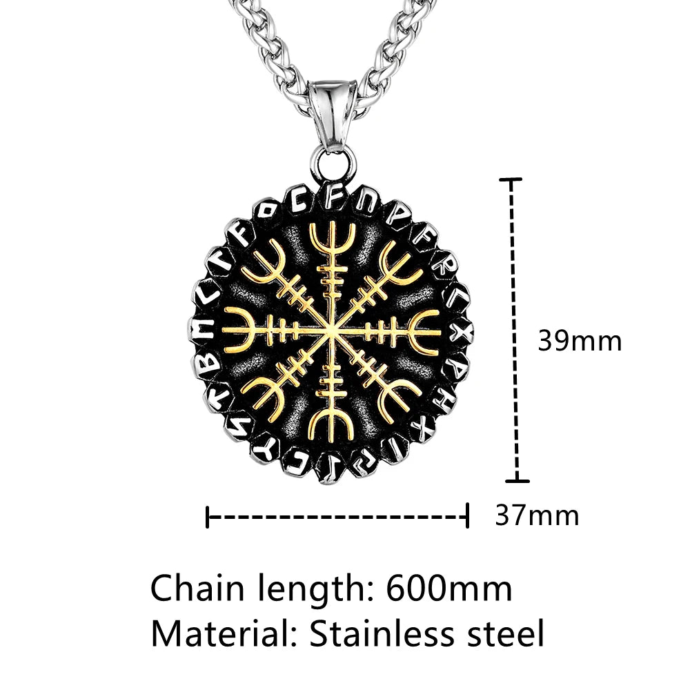 PENDRA Rune Compass Steel Necklace