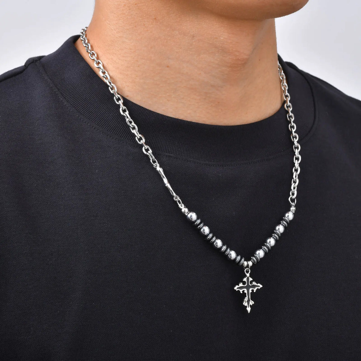 PENDRA Cross Pearl Beaded Necklace