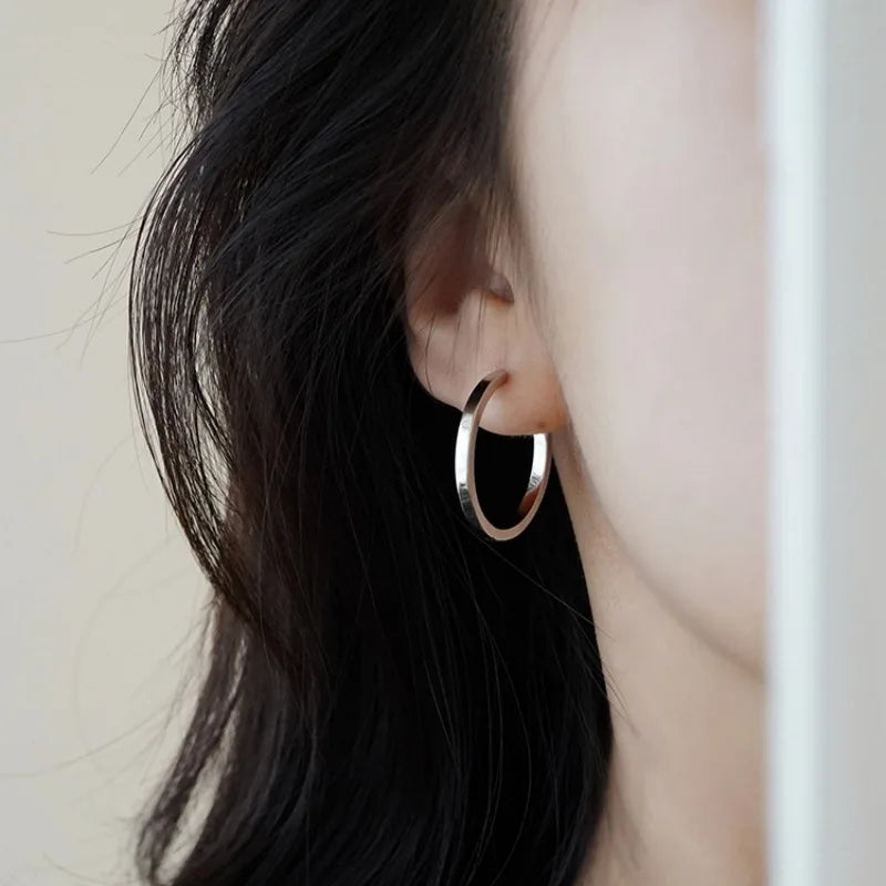 VENTFILLE 925 Sterling Silve Star Hoop Earring for Women Zircon Geometry Wide Office Versatile Jewelry Birthday Gift Dropship