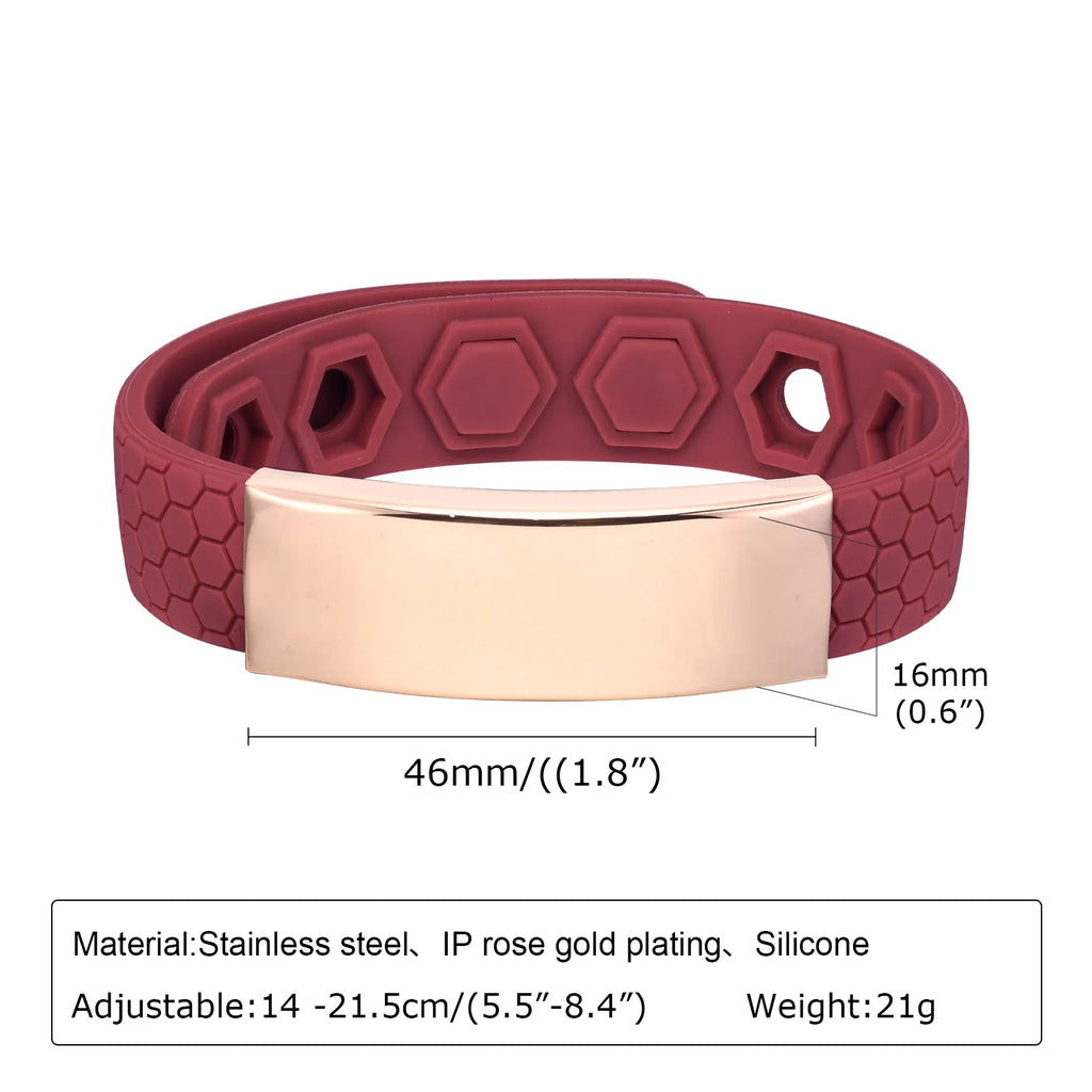 Free Engrave Silicone Bracelets for Men Boys,New Anti Static Custom ID Wristband,Personalized Jewelry