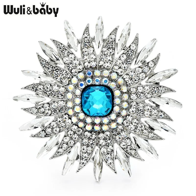 PENDRA Solara Sparkling Rhinestone Sun Brooch