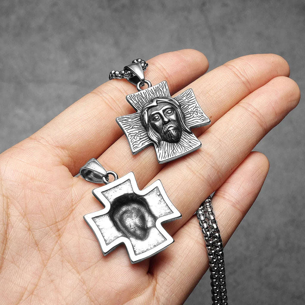 Jesus Cross Men Necklaces Stainless Steel Pendant Chain Women Fashion Jewelry Religion Punk New in Accessories Gifts Wholesale