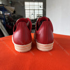 PENDRA Retro Red Red Leather Low-Top Jumbo-Lace Platform Sneakers