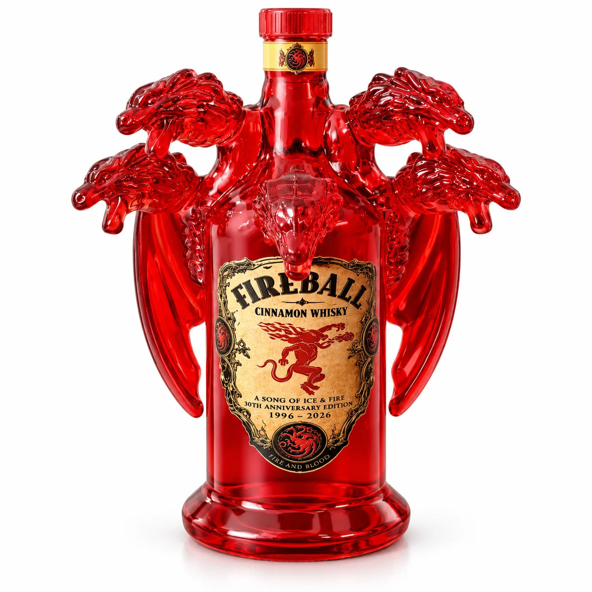 Fantasy Five Dragon Glass Liquor Decanter Red Spirits Bottle Decorative Whiskey Container for Home Bar Display