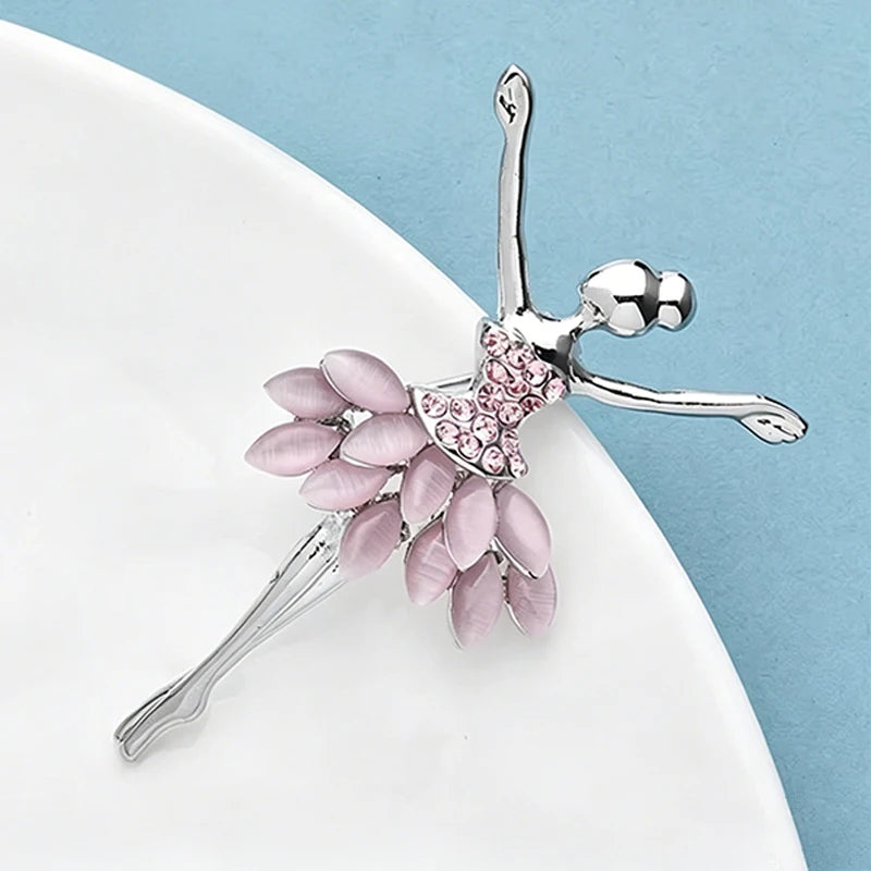PENDRA Charming Opal Ballet Lady Character Brooch