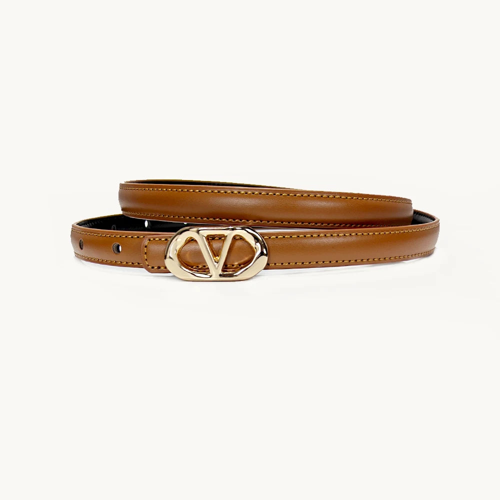 New fashion Letter V casual women's leather belt business style high-end Luxury Designer Dress Jeans Belt Elegant Thin Corset