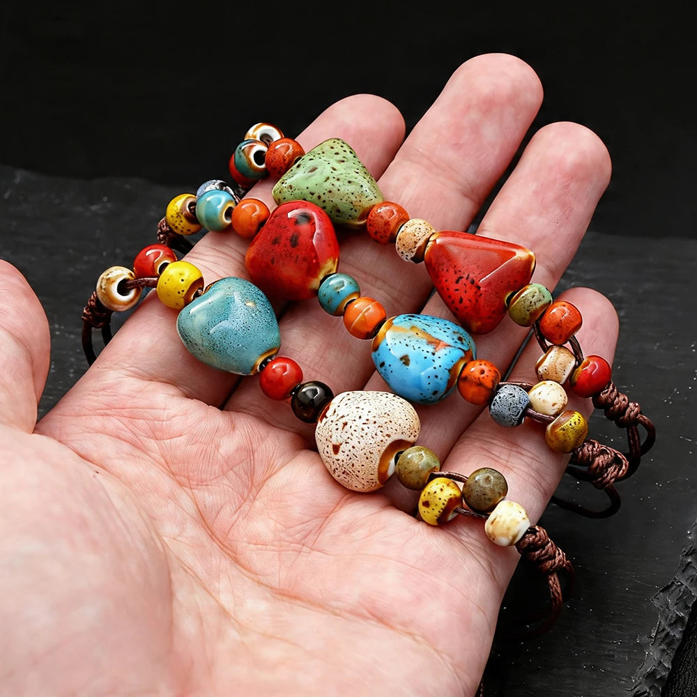 PENDRA Ceramica Light Blue Handmade Ceramic Beaded Bracelet