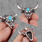 PENDRA Bullfight Bull Head Steel Necklace