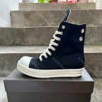 PENDRA Metalcore Black Canvas High-Top Metal-Hole Zip Lace-Up Sneakers