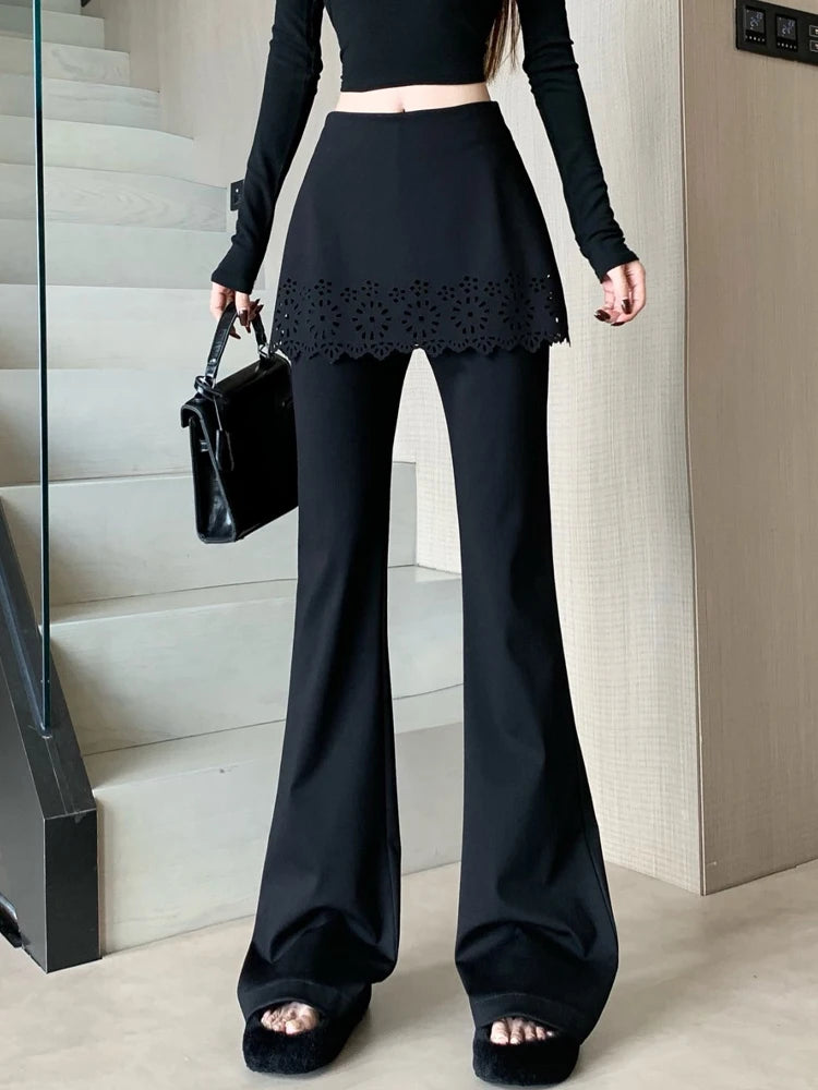PENDRA Black Micro Flared Pants