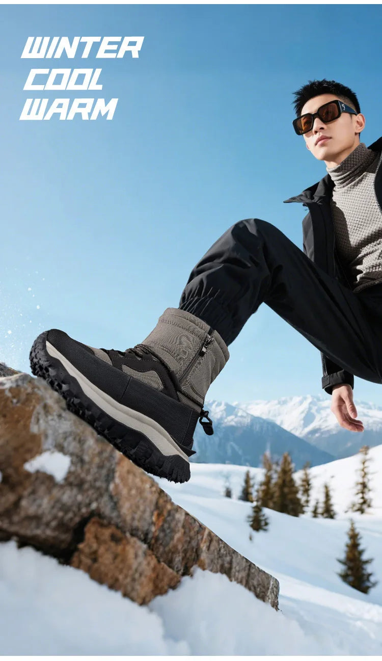 -30c Winter Waterproof Non-slip Cotton  Thick-soled Cold-proof High-top Men's Mountaineering Outdoor Thickened Warm Snow Boots